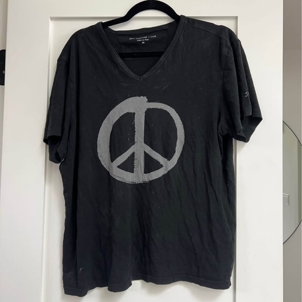 John Varvatos Black Short Sleeve Peace Tee